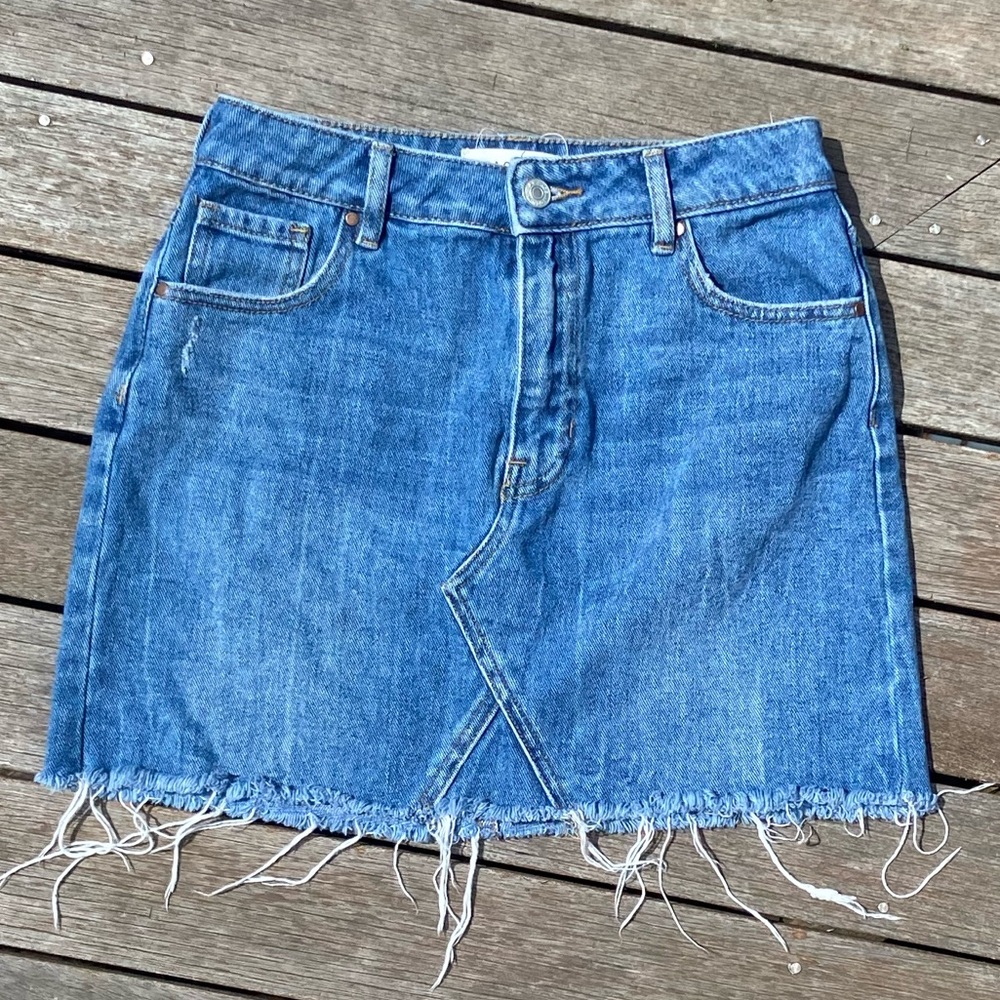 Pacsun Blue Jean Distressed Mini Skirt, Size 26